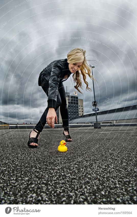 Nadine Duck Colour photo Exterior shot Experimental Contrast Deep depth of field Long shot Wide angle Downward Playing Feminine Hair and hairstyles Actor