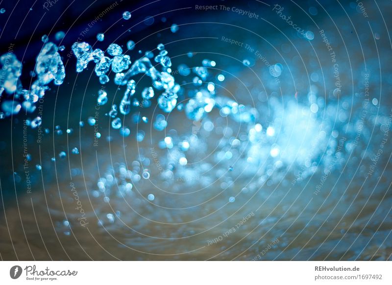 Watch your step! | Water splashes Wet Blue Inject Fresh Considerable Cold Well Splashing Fountain Drop Colour photo Exterior shot Close-up Detail Deserted