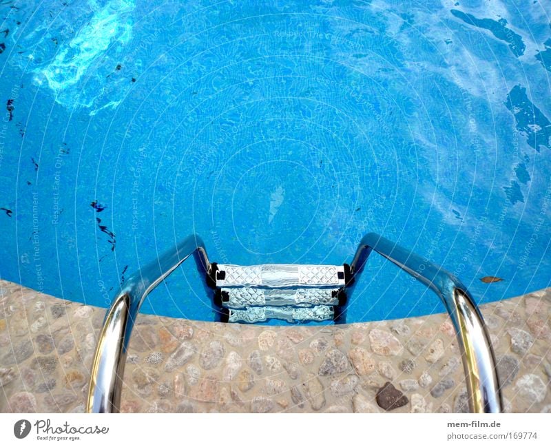 Come on, have the guts! Swimming pool Blue Water Ladder swimming ladder Refrigeration Cold Cooling