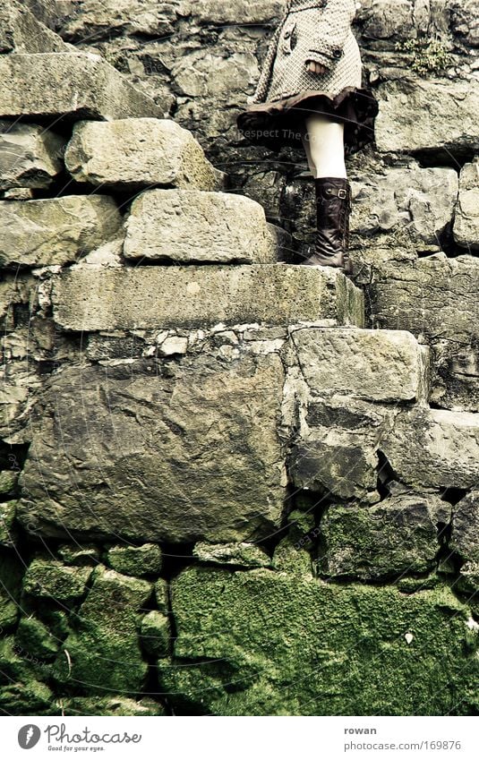 ascent Colour photo Subdued colour Exterior shot Day Style Feminine Young woman Youth (Young adults) 1 Human being Stand Wait Patient Calm Endurance Unwavering