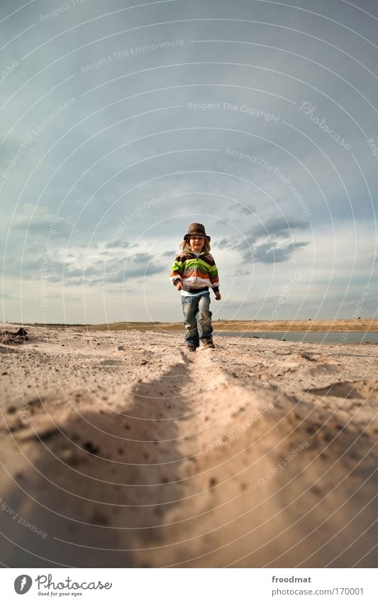 gudgeon nose Colour photo Multicoloured Exterior shot Copy Space top Day Wide angle Full-length Looking into the camera Masculine Child Toddler Infancy 1