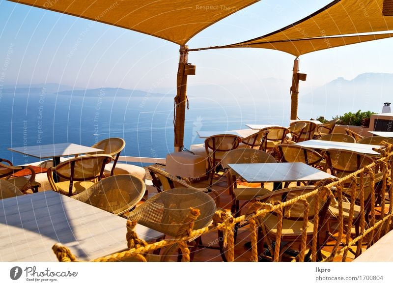 greece old restaurant chair and summer Coffee Lifestyle Shopping Luxury Relaxation Vacation & Travel Tourism Summer Sun Ocean House (Residential Structure)