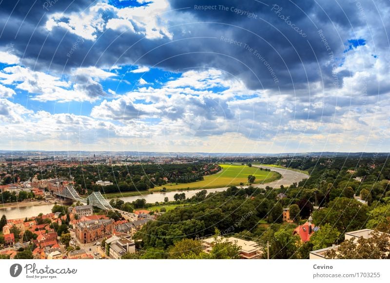 Dresden VII Shopping Vacation & Travel Tourism Trip Summer vacation Nature Landscape Sky Clouds Sun Spring Tree Park River bank Elbe Germany Europe Town