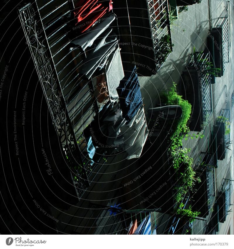 barca balcony Colour photo Exterior shot Deserted Day Shadow Contrast Worm's-eye view Upward Lifestyle Old town House (Residential Structure) Architecture