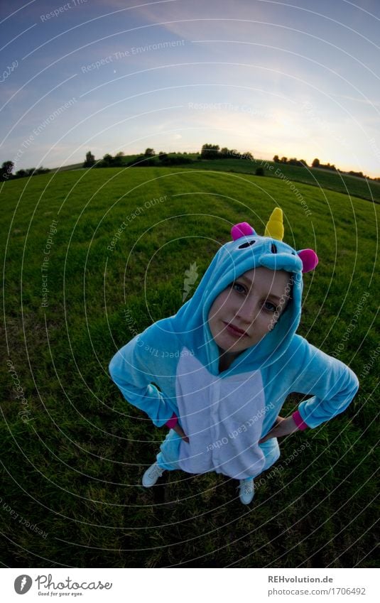 Alexa Fisheye Unicorn Human being Feminine Young woman Youth (Young adults) Woman Adults 1 18 - 30 years Environment Nature Landscape Sky Horizon Summer Meadow