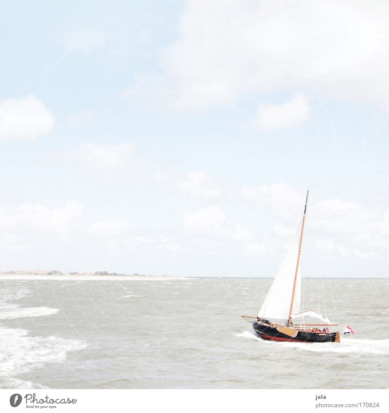 come sail away... Subdued colour Exterior shot Copy Space top Day Light High-key Water Sky Beautiful weather North Sea Island Navigation Boating trip Sailboat