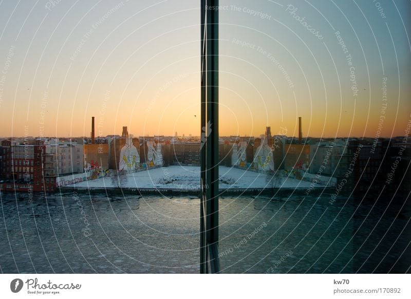 SpreeMirroring Colour photo Exterior shot Deserted Twilight Reflection Sunrise Sunset Deep depth of field Panorama (View) Nature Water River bank Berlin