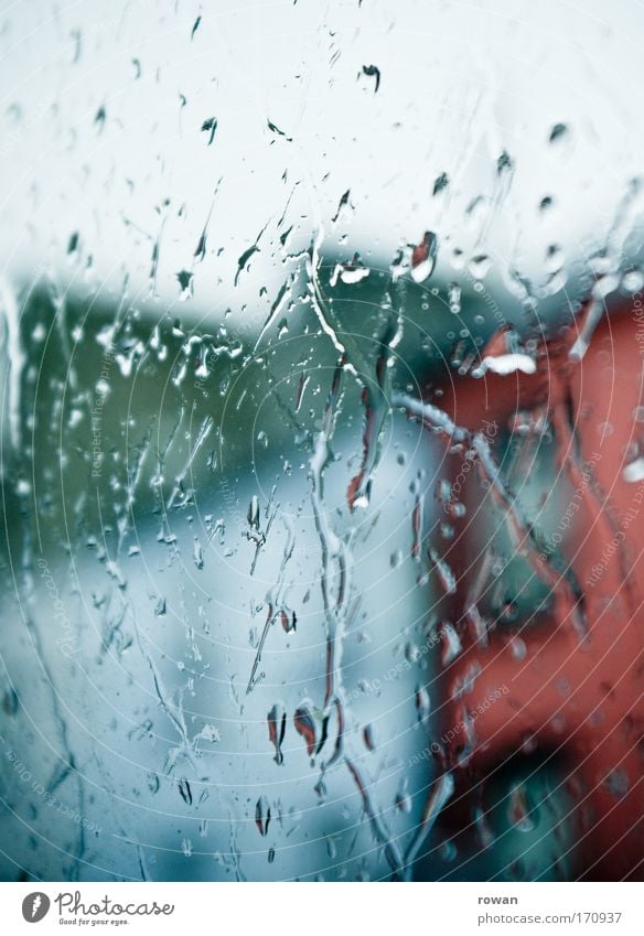 rainy day Colour photo Subdued colour Day Twilight Window Dark Gloomy Town Boredom Sadness Grief Cold Living or residing Rain Drop Wet Bad weather Window pane