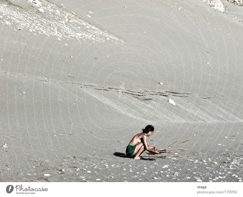 Life on the moon Colour photo Exterior shot Copy Space left Copy Space right Copy Space top Day Sunlight Central perspective Downward Adventure Beach Feminine