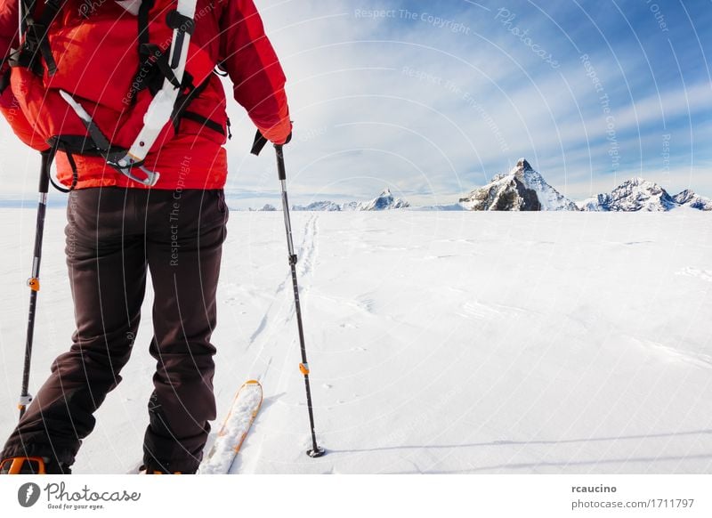 Mountaineer on a glacier Matterhorn Zermatt Switzerland Vacation & Travel Trip Adventure Expedition Winter Snow Sports Skiing Human being Man Adults Nature