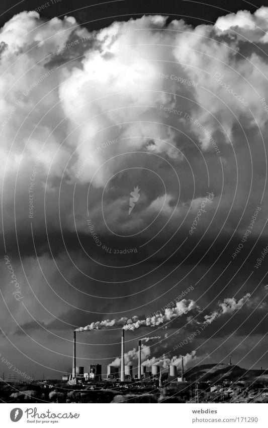 Clouds away! Black & white photo Exterior shot Deserted Copy Space top Day Light Shadow Contrast Central perspective Sky Climate Weather Storm Wind The Ruhr