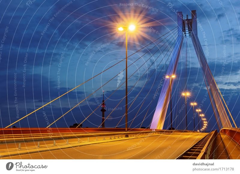 pylon bridge Ludwigshafen Germany Europe Town Outskirts Bridge Manmade structures Architecture Tourist Attraction Landmark Street Highway Overpass Blue Brown