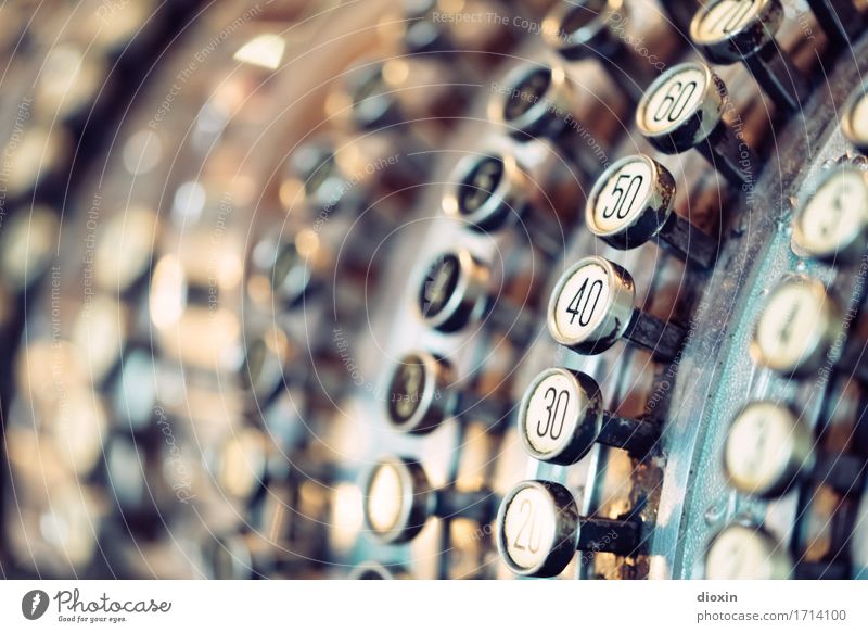 cash Trade Financial Industry Keyboard Cash register Technology Mechanics Money Loose change Colour photo Interior shot Close-up Detail Deserted Copy Space left