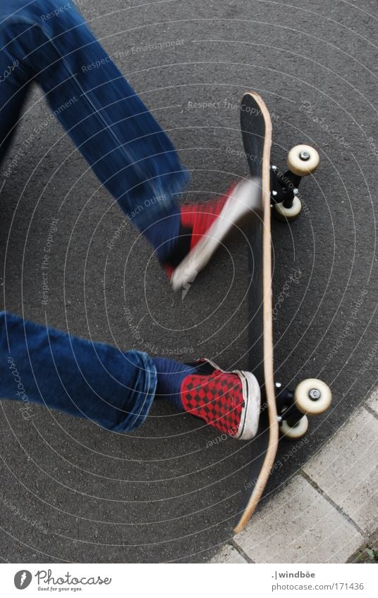 Jump on the ground Colour photo Exterior shot Close-up Experimental Evening Bird's-eye view Lifestyle Style Leisure and hobbies Human being Young man