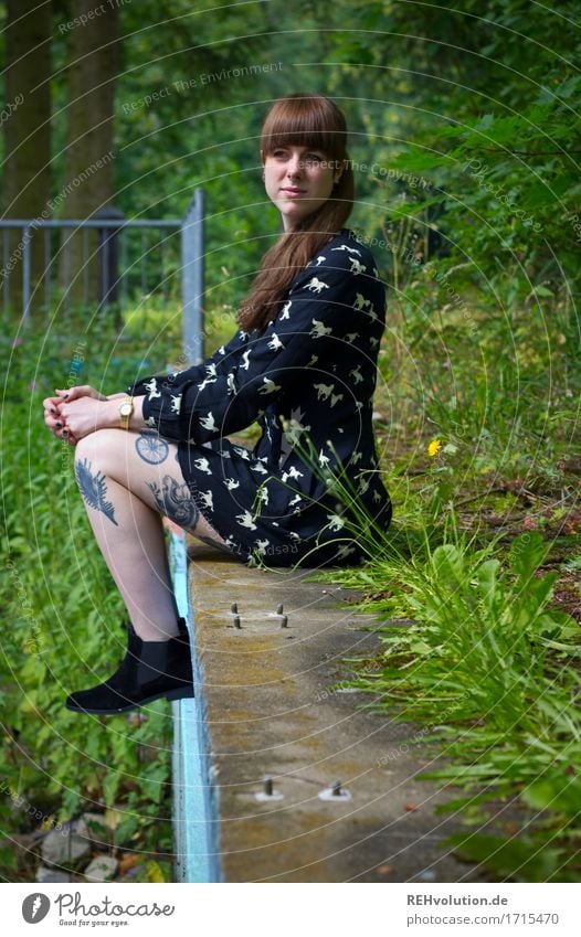 Carina at the abandoned pool. Style Human being Feminine Young woman Youth (Young adults) Woman Adults 1 18 - 30 years Environment Nature Summer Plant Tree