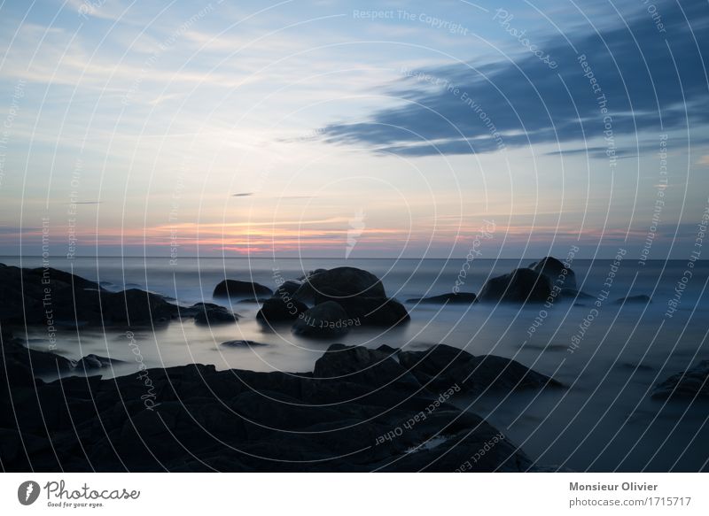 Blue hour Environment Nature Landscape Sky Clouds Sunrise Sunset Waves Coast Dark Canada Newfoundland Rock Contrast Long exposure Colour photo Exterior shot