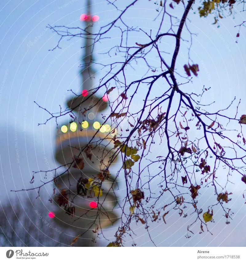 Clearly arranged Munich Town Capital city Tower Tourist Attraction Landmark Television tower Olympic centre Olympic Tower Olympic Park Illuminate Tall Beautiful