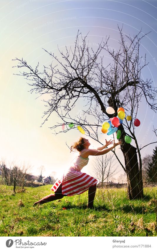 Make up your mind! Colour photo Exterior shot Copy Space left Copy Space top Day Central perspective Upper body Profile Upward Feminine Young woman