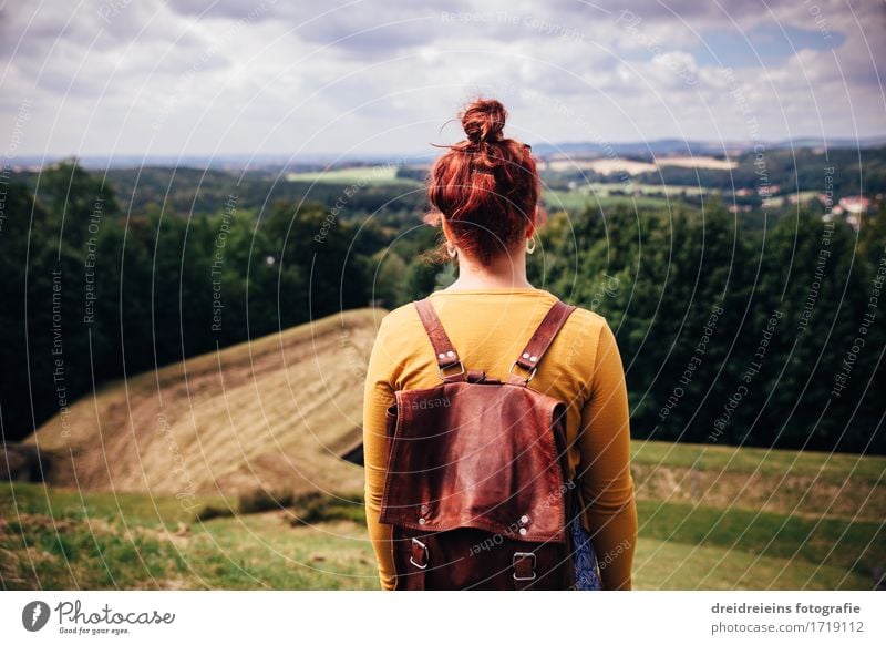 Wanderlust. Vacation & Travel Tourism Trip Adventure Far-off places Freedom Summer Mountain Hiking Human being Feminine Woman Adults 1 Nature Landscape Horizon