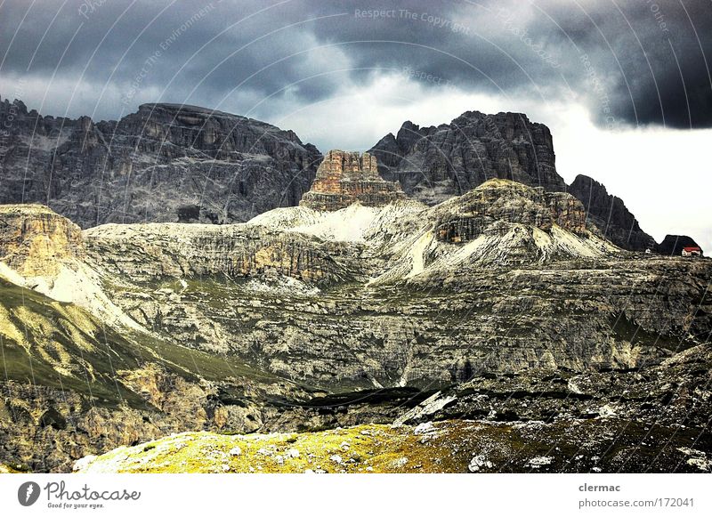 three cobblers Colour photo Exterior shot Deserted Day Forward Nature Landscape Sky Clouds Storm clouds Bad weather Thunder and lightning Alps Mountain Peak