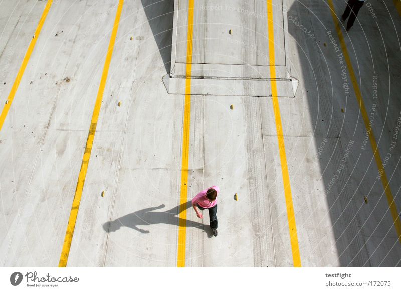 out on bail. Colour photo Exterior shot Detail Copy Space middle Day Light Shadow Contrast Sunlight Sunbeam Bird's-eye view Masculine Man Adults 2 Human being