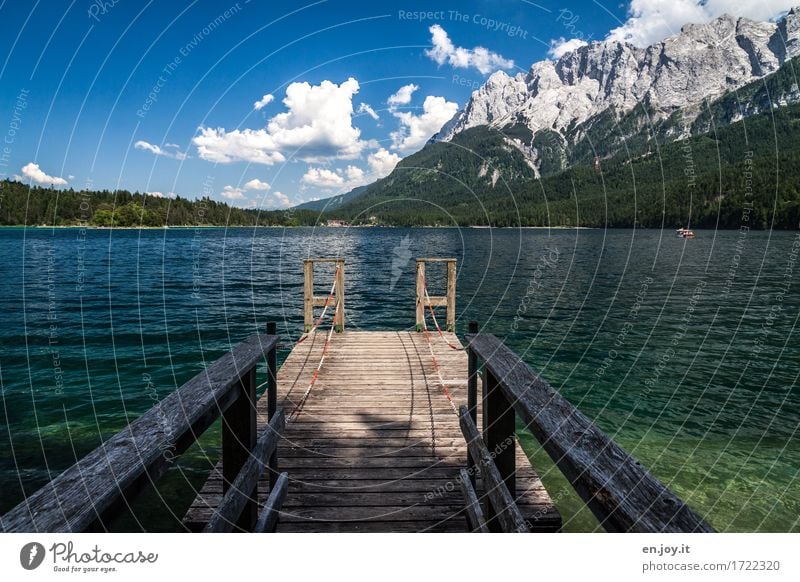 Missed Vacation & Travel Tourism Trip Adventure Summer Summer vacation Mountain Nature Landscape Alps Zugspitze Lake Eib Lake Germany Bavaria Blue Wanderlust