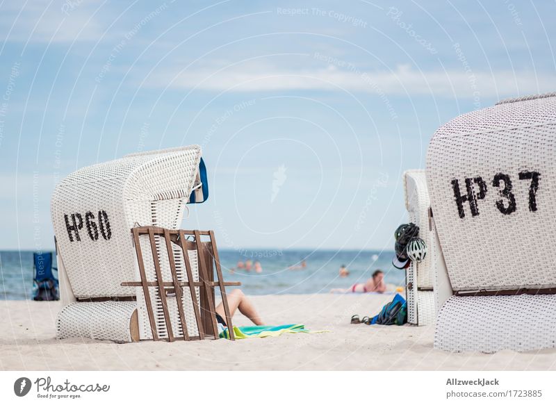 Beachlife 1 Vacation & Travel Summer Summer vacation Sun Ocean Human being Life Contentment Joie de vivre (Vitality) Beach chair Baltic Sea Colour photo