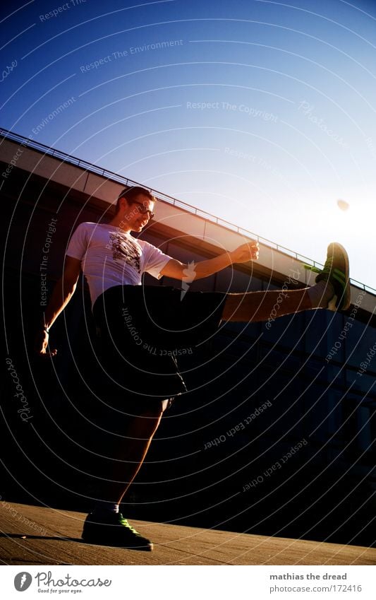 kick it Colour photo Multicoloured Exterior shot Copy Space top Day Shadow Contrast Silhouette Reflection Sunlight Sunbeam Back-light Motion blur