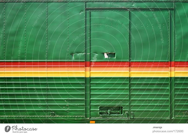 reggae Colour photo Multicoloured Exterior shot Long shot Lifestyle Style Economy Logistics Services Door Transport Means of transport Truck Metal Line Stripe