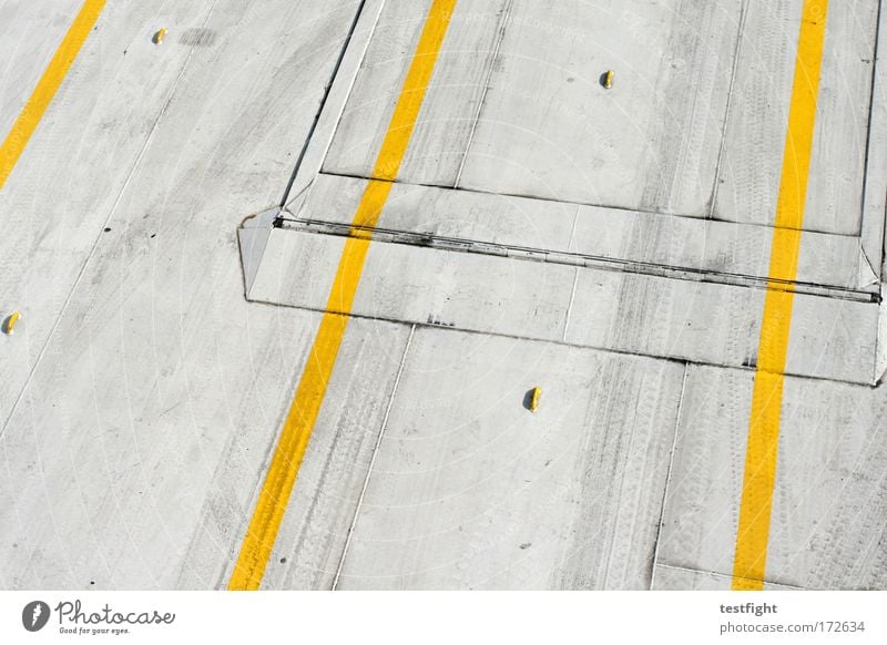 platform Colour photo Exterior shot Abstract Pattern Structures and shapes Day Bird's-eye view Navigation Container ship Ferry Friendliness Trashy Yellow