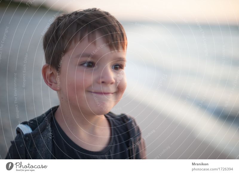 On the beach Masculine Child Toddler Boy (child) Infancy Life 1 Human being 3 - 8 years Maritime Brunette Beach Ocean Sunset Darss Twilight Loneliness Beautiful