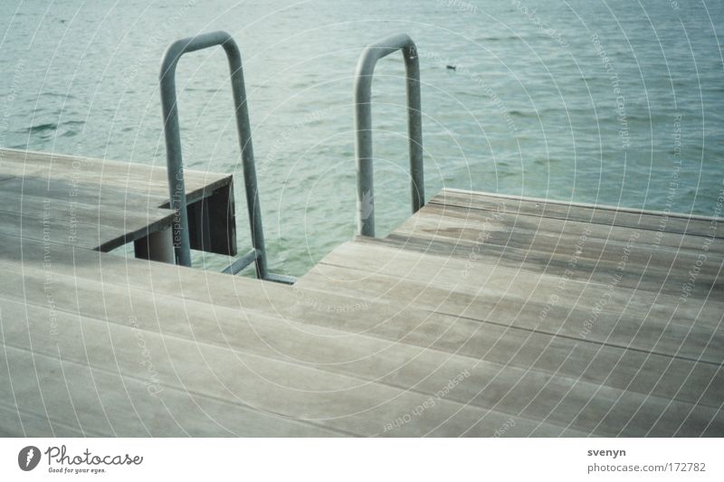 bath day! Colour photo Exterior shot Deserted Day Summer Water Blue Gray Lake Constance Footbridge