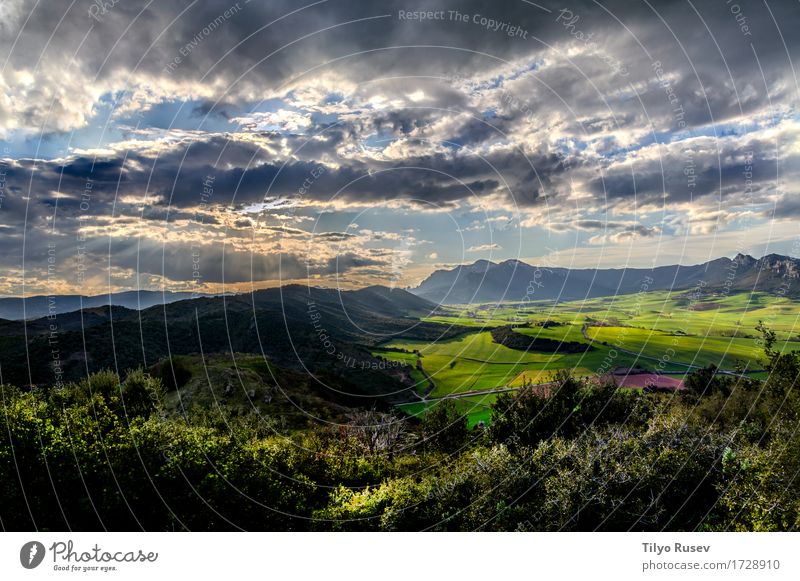 Valley Berrueza Beautiful Vacation & Travel Summer Sun Mountain Nature Landscape Sky Clouds Autumn Fog Tree Grass Natural Yellow Colour Dusk light Sunset