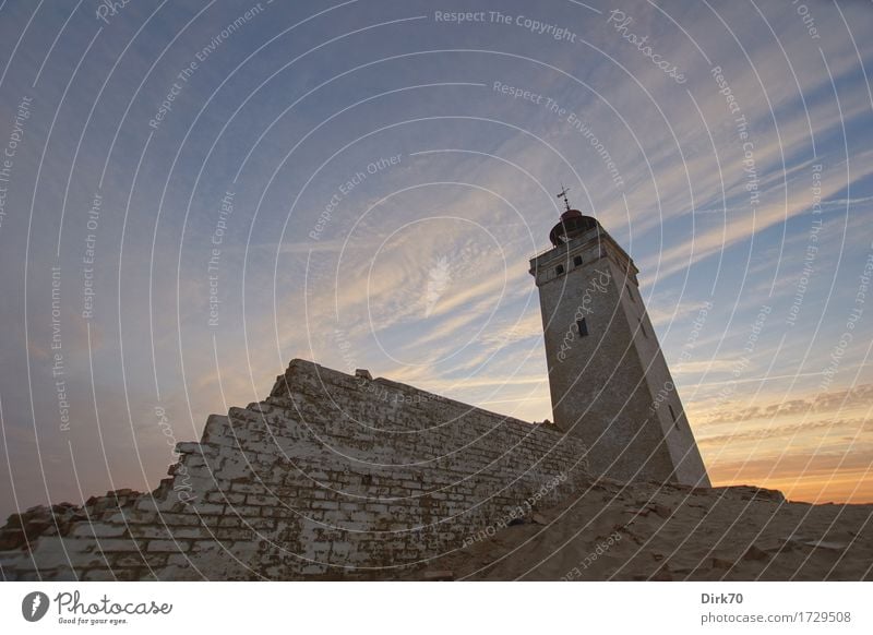 Rubjerg Knude Fyr from the worm's-eye view Environment Nature Sky Sunrise Sunset Summer Beautiful weather Coast North Sea Ocean Wanderdüne Rubjerg Knude Denmark