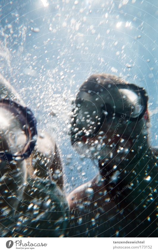 Let's go to the fishes Colour photo Underwater photo Day Sunlight Human being Masculine 2 Nature Water Summer Waves Ocean Swimming & Bathing Movement Dive