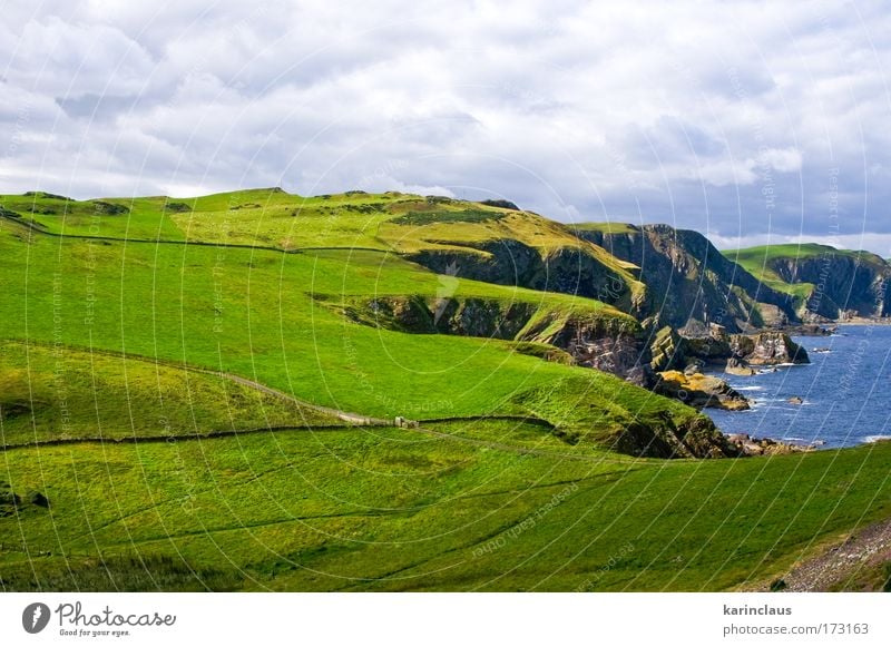 dangerous cliffs Vacation & Travel Tourism Ocean Mountain Environment Nature Landscape Elements Earth Water Clouds Sunlight Weather Bad weather Grass Meadow