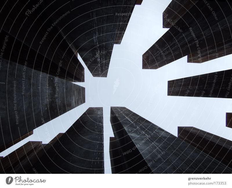 steel steles Colour photo Subdued colour Exterior shot Abstract Deserted Copy Space middle Neutral Background Day Contrast Deep depth of field Worm's-eye view