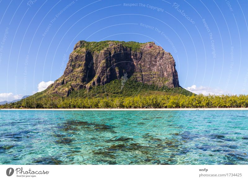 Le Morne Brabant in Mauritius with sea panorama Vacation & Travel Tourism Summer Ocean Island Mountain Water Coast Blue White Sky Sandy beach Tropical travel