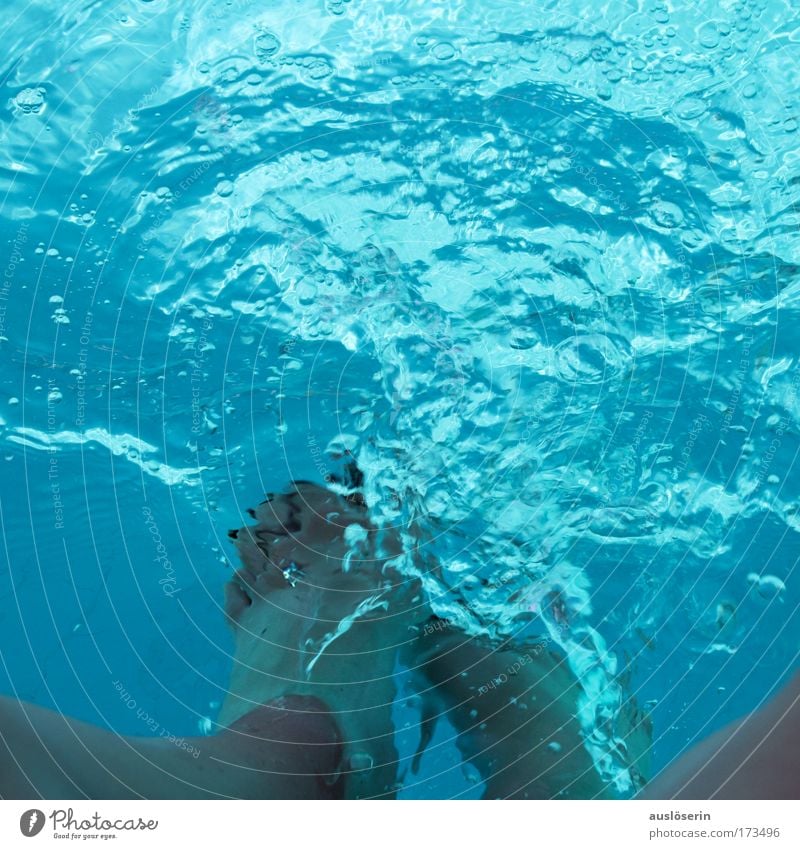 aqua con pie #1 Colour photo Close-up Experimental Reflection Waves Swimming pool Legs Feet Water Summer Swimming & Bathing Movement Fluid Wet Blue Joy