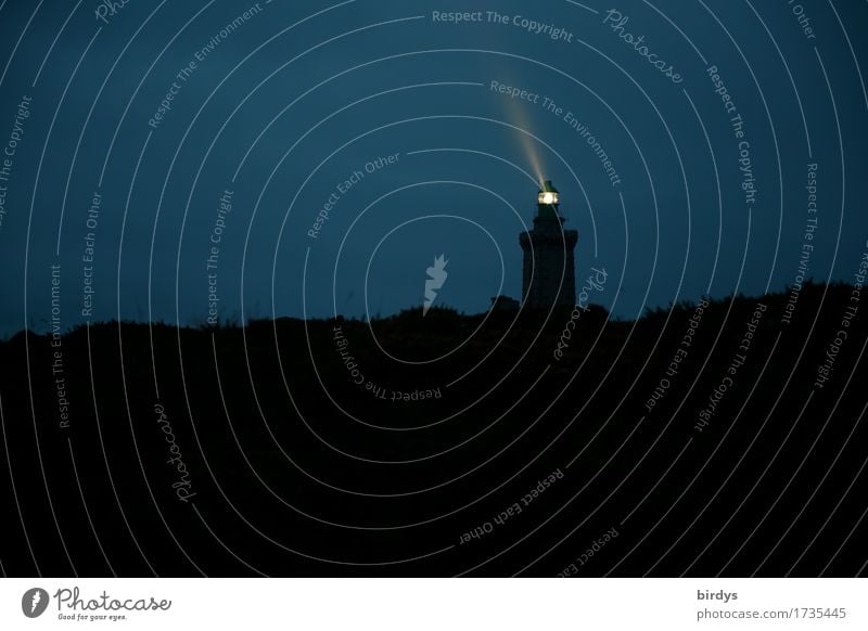 Cap Frehel - Brittany Vacation & Travel Night sky Coast France Cap Fréhel Lighthouse Illuminate Dark Blue Yellow Black Safety Hope Horizon Beacon Beam of light