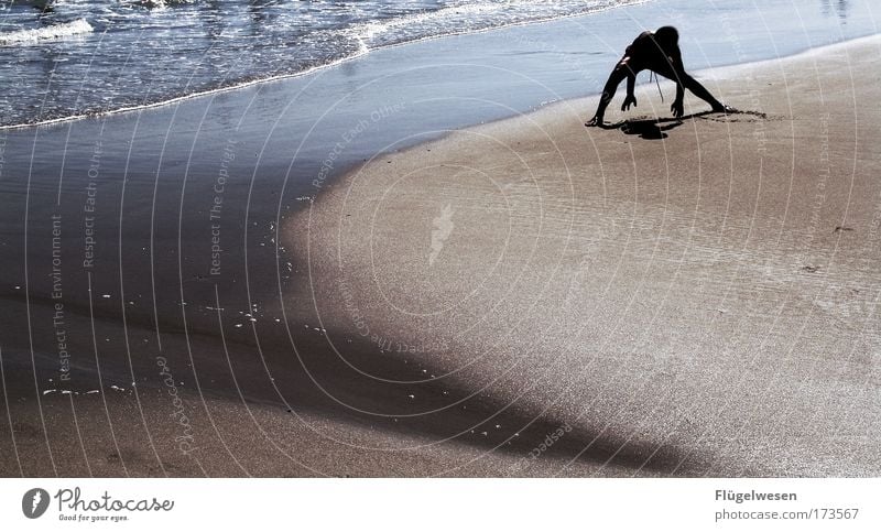 Brown boy plays in the sand Colour photo Exterior shot Lifestyle Swimming & Bathing Vacation & Travel Summer vacation Sun Human being 1 Playing Cool (slang)