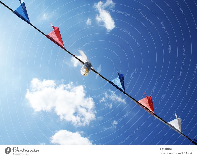 Pennant for Willma... ;-) Colour photo Multicoloured Exterior shot Deserted Copy Space left Copy Space right Day Sky Clouds Sun Summer Beautiful weather Bright