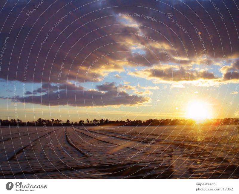 Good morning Sunrise Clouds Twilight Winter Field Sky Level