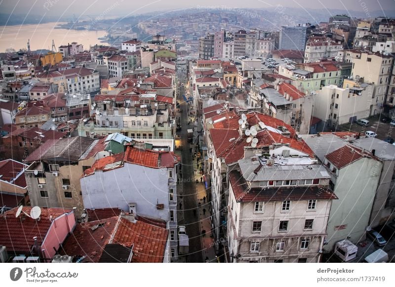 View from Galata Tower to the old town in Istanbul Evening Blue Historic Hill Turkey Mosque Blue Mosque Religion and faith Europe Minaret Panorama (View) Sunset