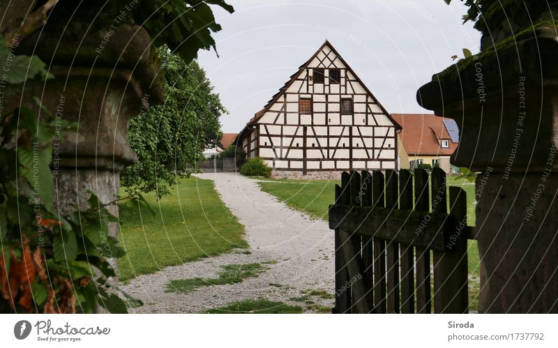 The Zehntscheune Promenade Trip Summer House (Residential Structure) Garden Nature Tree Grass Bushes Moss Meadow Neuhof a.d.Zenn Germany Village Deserted