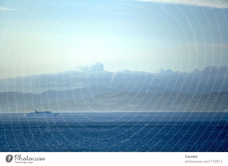 Morning over the Mediterranean Sea Colour photo Subdued colour Exterior shot Deserted Copy Space right Copy Space top Sunlight Long shot Vacation & Travel