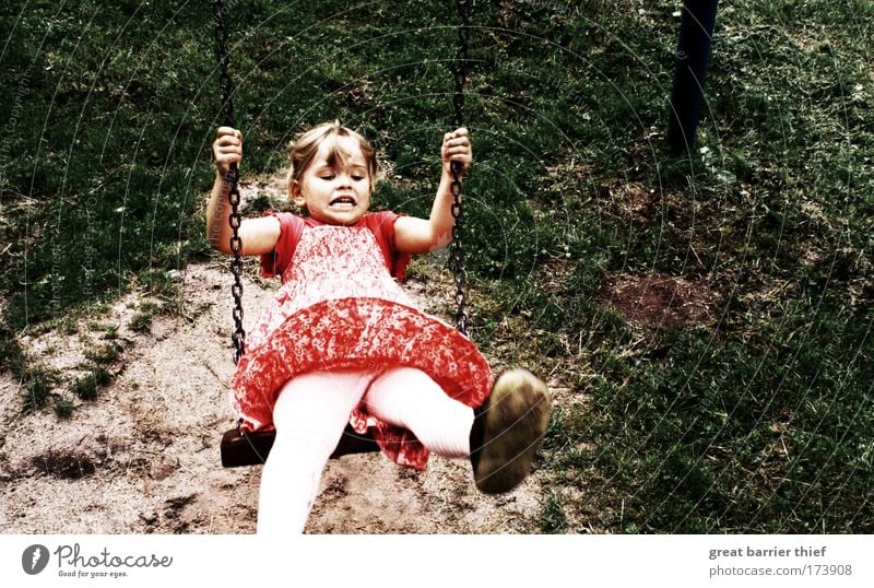 flight attempt Colour photo Exterior shot Morning Central perspective Full-length Front view Looking away Closed eyes Human being Child Girl 1 3 - 8 years