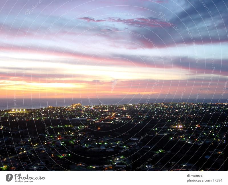 Aruba at night Clouds Panorama (View) Sky Town Night Sunset Iceland Easy Island cruiseship cruise ship sea sea. light Large