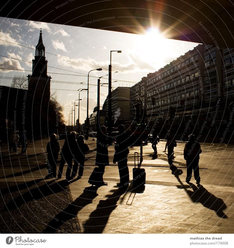 On a winter's day. Colour photo Subdued colour Exterior shot Dawn Day Light Shadow Contrast Silhouette Reflection Light (Natural Phenomenon) Sunlight Sunbeam