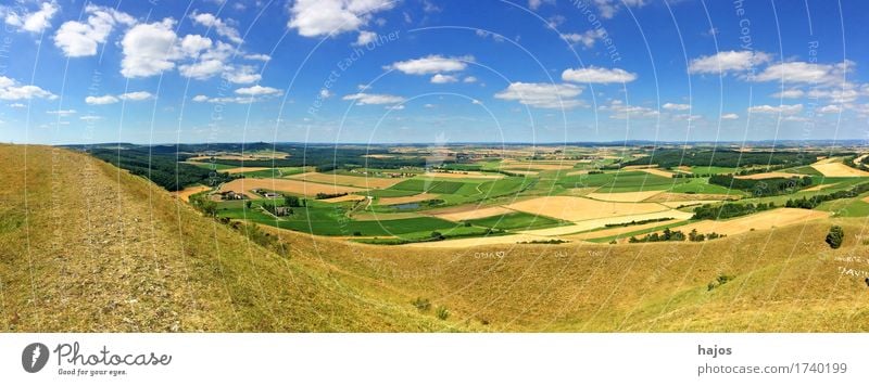 Panoramic view from Ipf, Celtic stronghold Far-off places Summer Mountain Nature Clouds Meadow Field Blue White Idyll panorama Panorama (Format) Celts